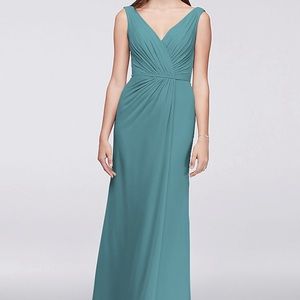 Teal Blue David’s Bridal Bridesmaids Dress Long
